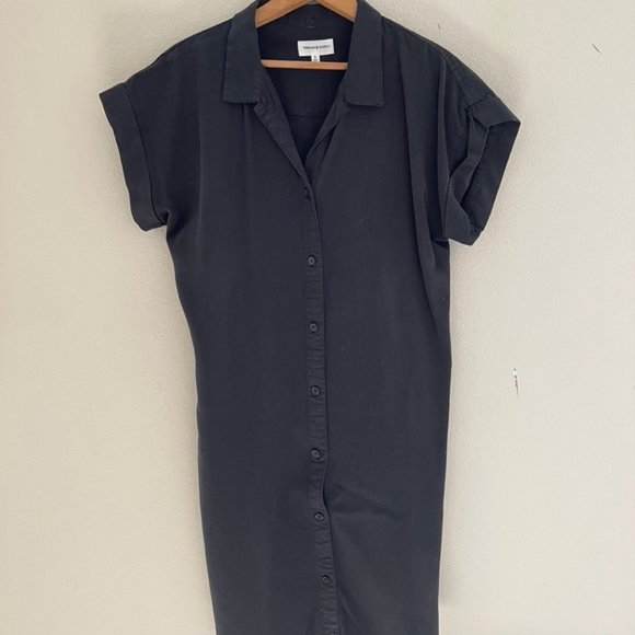 THREAD & SUPPLY 100% Tencel Black Short Sleeve Dress: NWOT! SMALL (Runs Large) - Picture 1 of 3